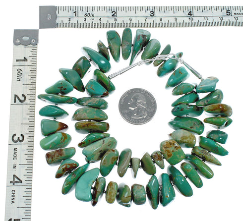 Navajo Sterling Silver And Kingman Turquoise Chunky Bead Necklace X10380